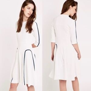 Wood Wood Janis White Navy Blue Fit & Flare Skater Dress